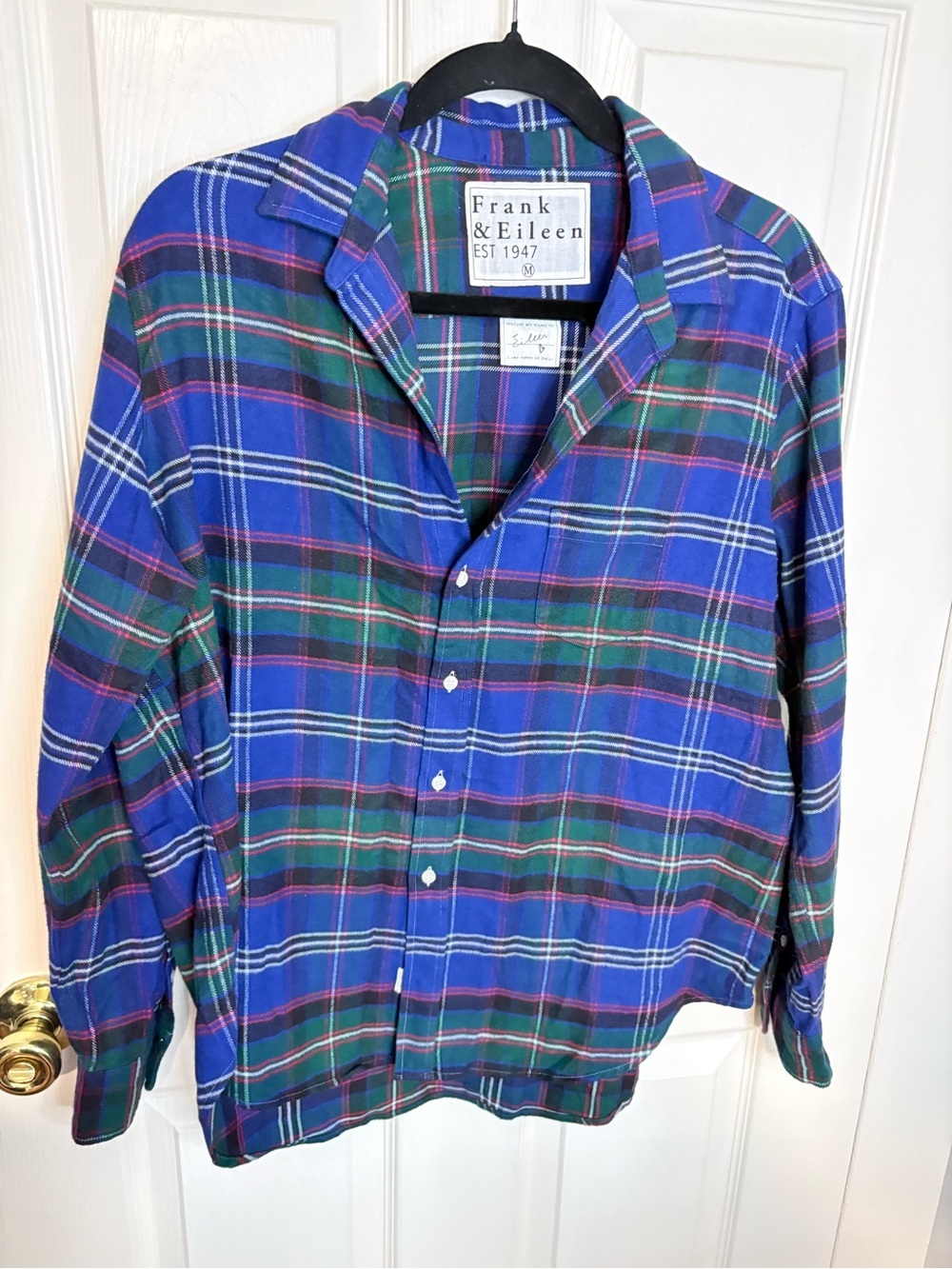 Frank & Eileen Eileen Italian Cotton Flannel Plaid Shirt Medium - Picture 2 of 10